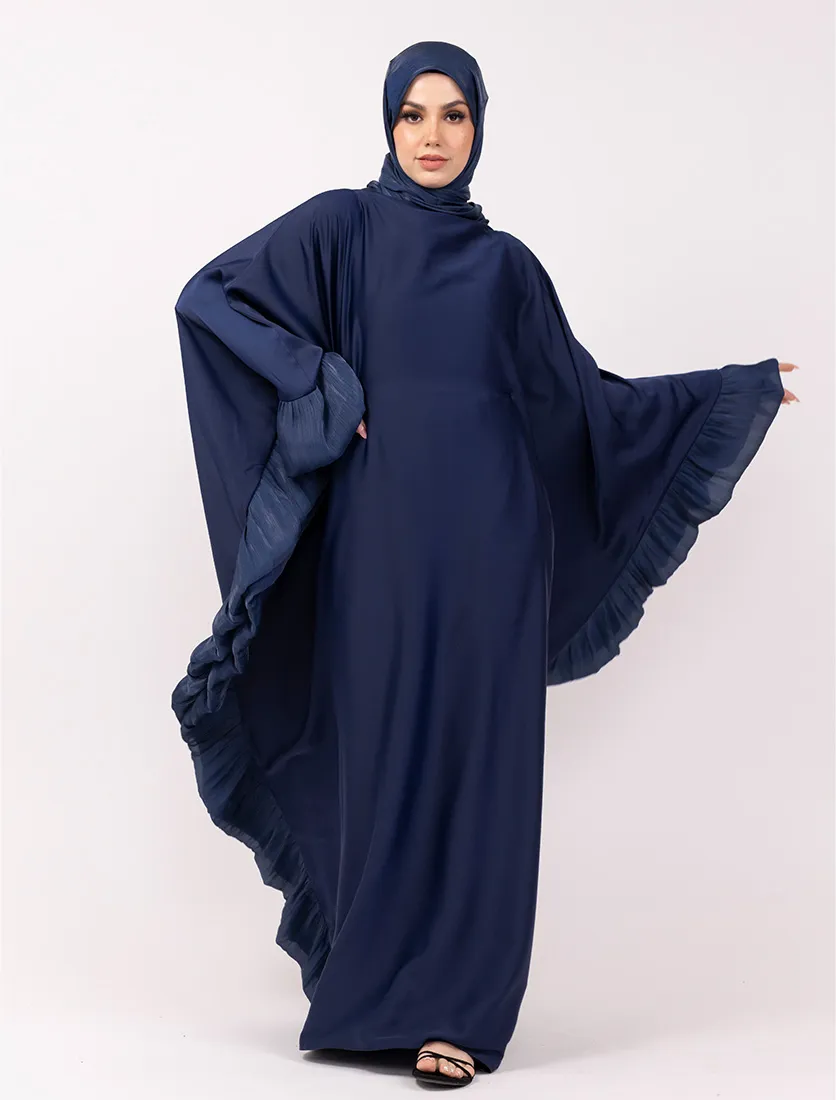 Navy Organza Trim Kaftan